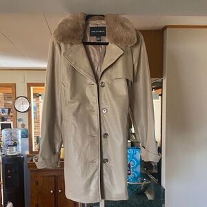 Vince Camuto Tan Trench Coat with Faux Fur Collar